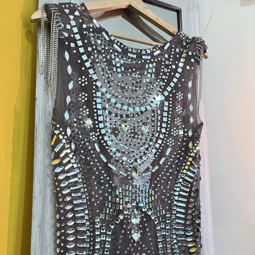 rhinestone dress by designer